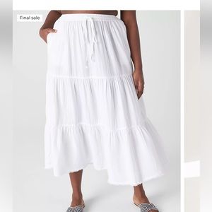NWT Lane Bryant Cotton Tiered Maxi Gauze Skirt Drawstring Boho Pockets  22/24